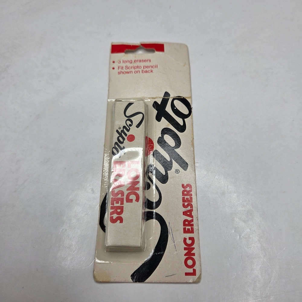Scripto Long Erasers Vintage J169 White Pencil Refills NOS 3pk Made in USA